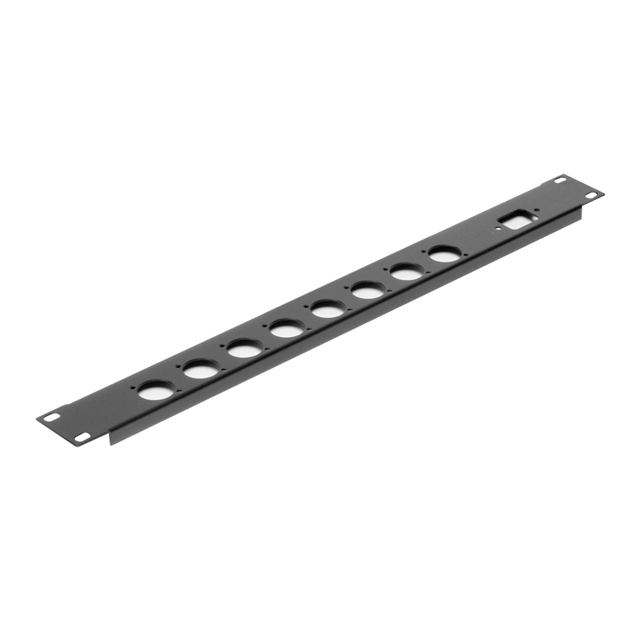 19"-Rackblende 1HE für 1x Euro Netz und 8x Neutrik D - r1282-1ukh