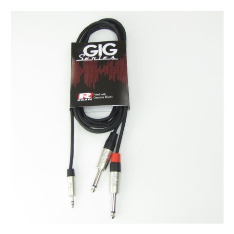 3,5 mm stereo jack naar 2 x Mono, 1m